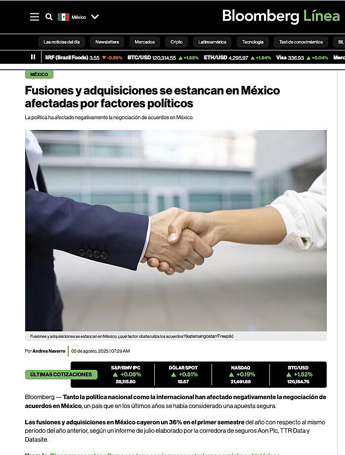 Fusiones y adquisiciones se estancan en Mxico afectadas por factores polticos